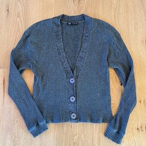ZARA Dark Grey Cropped Cardigan Size M